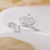 S925 Sterling Silver Fashion Crown Opening Diamond-Studded Ring Anti-Allergy Hand Jewelry Ring