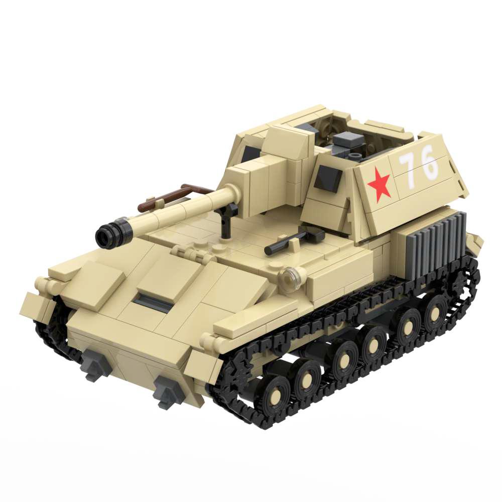 SU-76 Self-Propelled Gun Building Blocks Set Military Weapons Toy with 2 Soldiers Bricks Kit Su76 Christmas Birthday Gifts
