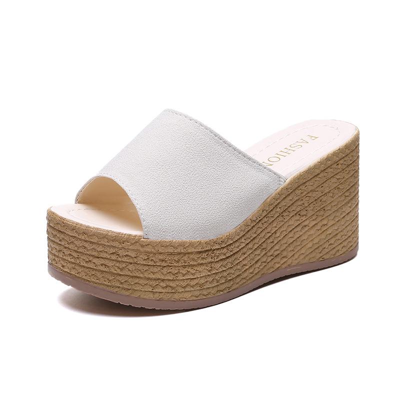 

Летние женские маффины на платформе с танкеткой, с открытым носком, удобные дышащие шлепанцы, пляжные сандалии 40 бежевый