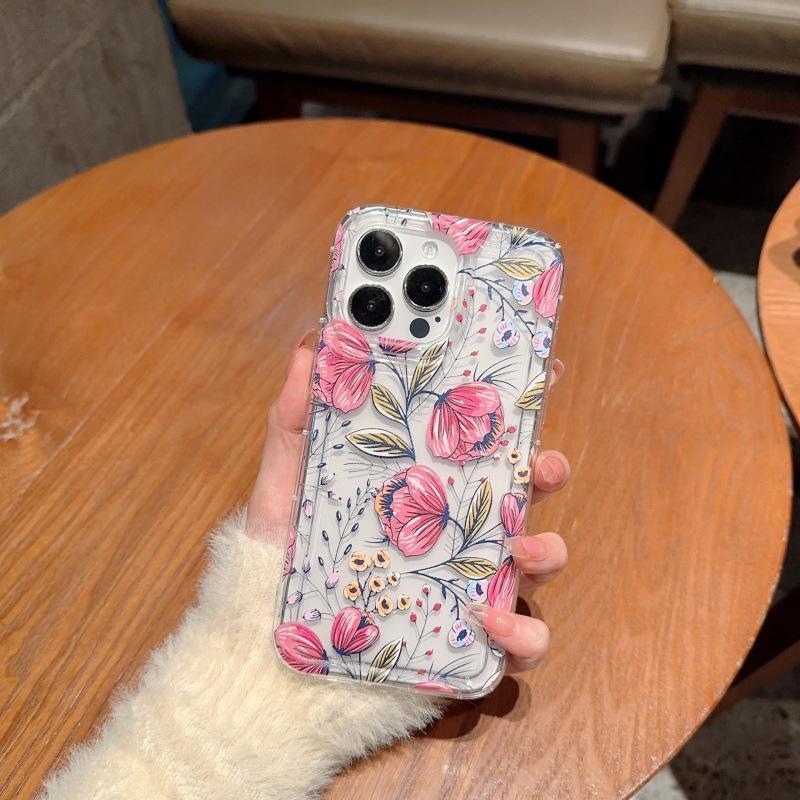 Oil painting butterfly flower apple 15 mobile phone case iphone14promax soft glue 13/12/11 all-inclusive anti-drop XR