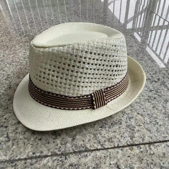 Męski kapelusz jazzowy Hollow Out Oddychająca ochrona przed słońcem Anty-UV Vintage Kontrastowy kolor Składany zwinięty