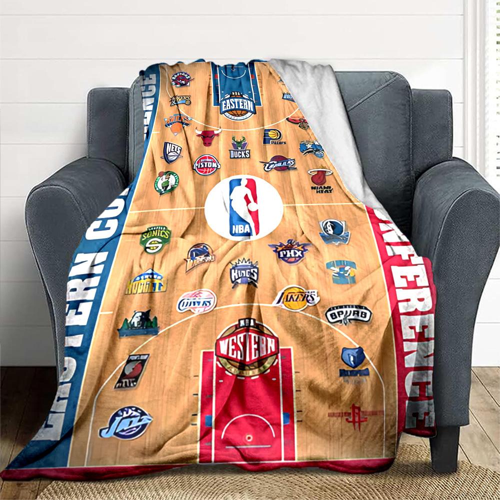 1pc Basketball Teams Flannel Blanket, Soft Skin Friendly with Digital Printing, Various Sizes Available for Family, Friends, Birthday