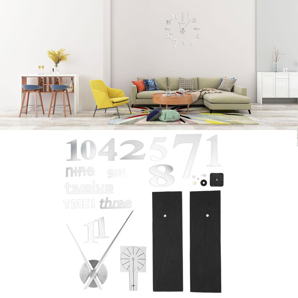 Frameless DIY Wall Clock Modern Mirror Wall Sticker for Home Living Room Bedroom Decor