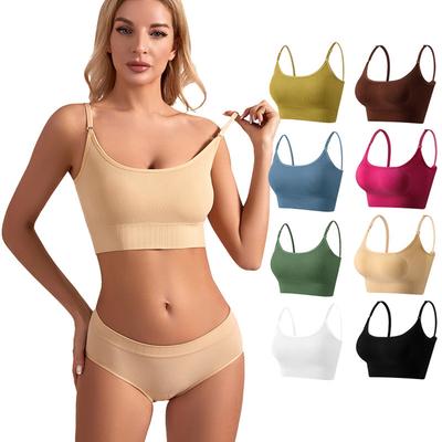 Women's Y Back Sports Bra - Padded Low Impact Spaghetti Thin Strap Workout Yoga Top