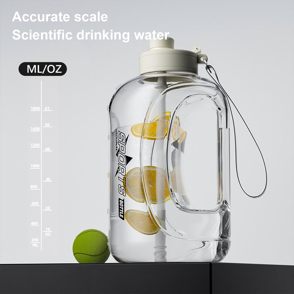 Large Capacity Sports Water Bottle with Straw Outdoor Fitness Portable Water Cup Leak-Proof