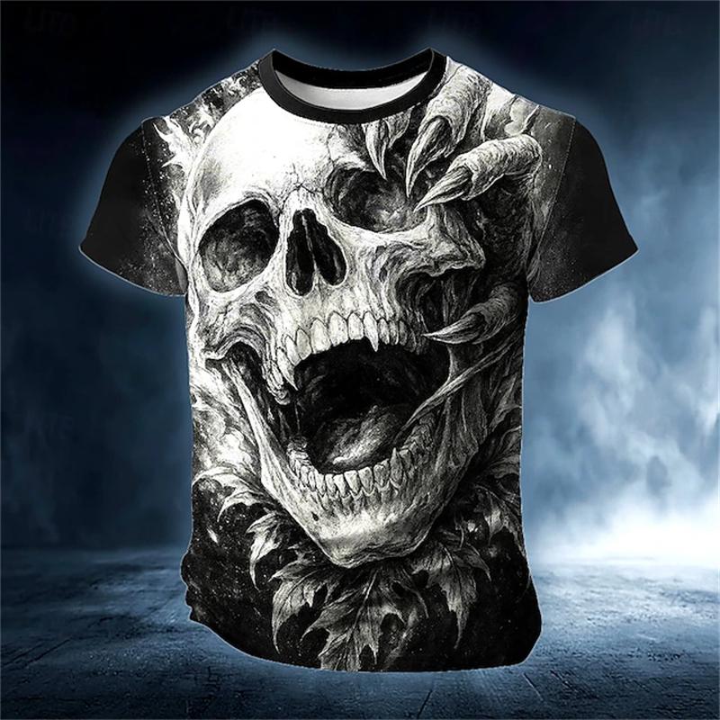 Summer Men's 3D Printed Crew Neck T-Shirt Fashion Versatile Breathable Trend Casual