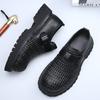 Big head Derby shoes men's high-end sense commuting thick sole hand-woven one pedal hollow breathable casual heightening tide shoes