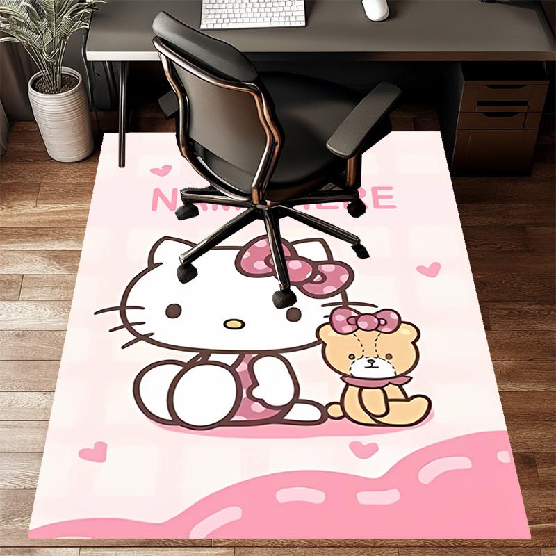 Custom HelloKitty Mat Personalized Name, Polyester Washable Indoor Entryway Rug, Gift for Christmas, Easter, Thanksgiving Day