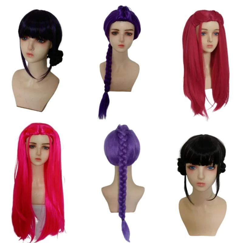 Hot K-POP Demon Hunters Rumi Purple Cosplay Wig Halloween Party Roleplay Wig Heat Resistant Synthetic Wig for Halloween Gift