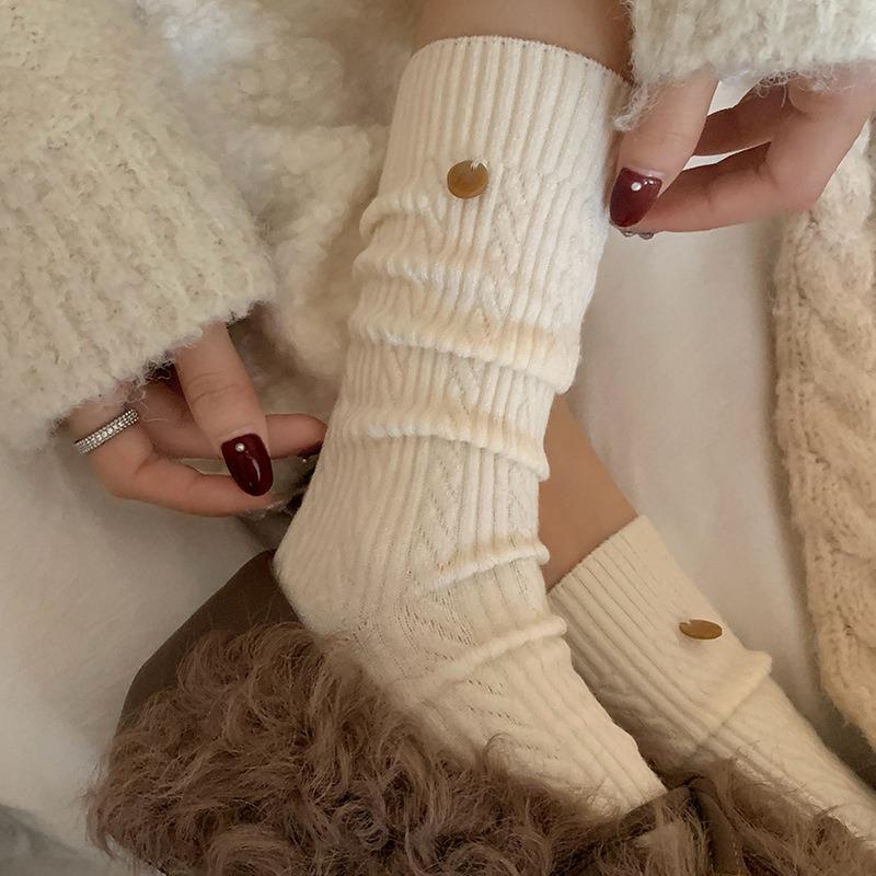 

Fleece Knitted Socks for Women, Mid-calf Socks for Autumn and Winter, Thickened and Fleece for Warmth, Rabbit Fleece Long Socks, Pile Socks 1 pair молоко, білий колір