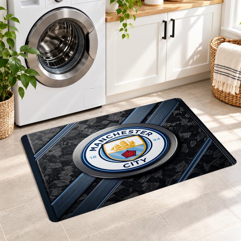 Flannel Kitchen Mat Manchester City Soft Area Rug Non Slip Floor Carpet Home Decoration