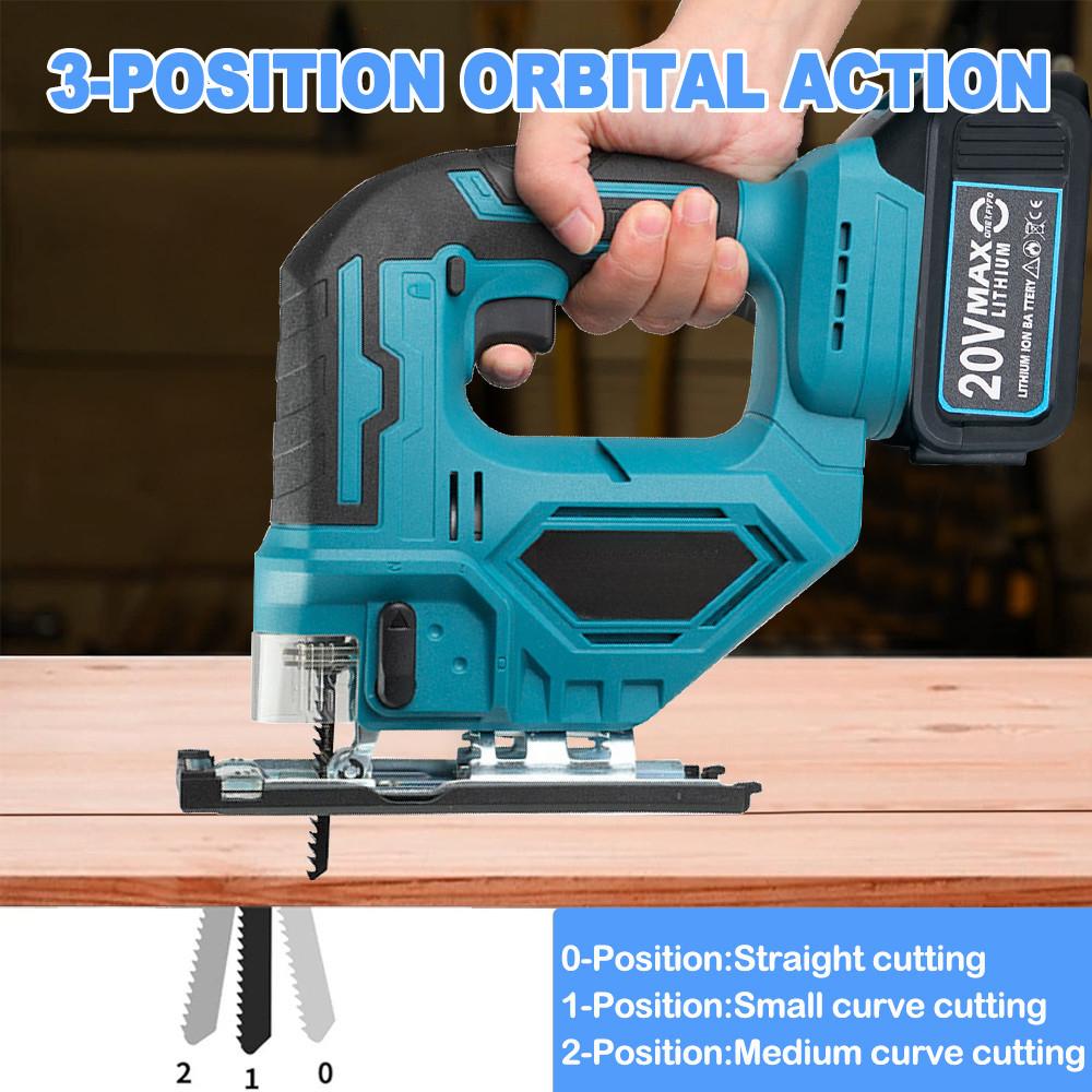 20V 2700U/min Akku-Stichsäge Hohe Leistung Elektrische Kurvensäge Tragbares Multifunktions-Holzbearbeitungs-Elektrowerkzeug