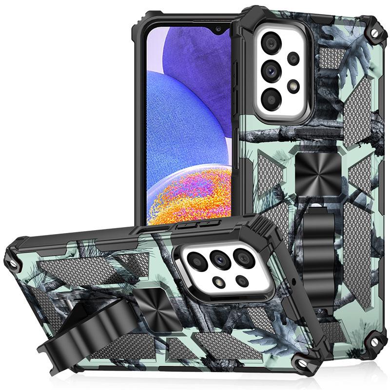 Suitable for Samsung A53 Camouflage Bayi Series Mobile Phone Cases S22 Ultra Magnetic Snap Bracket Anti Fall Protection Case