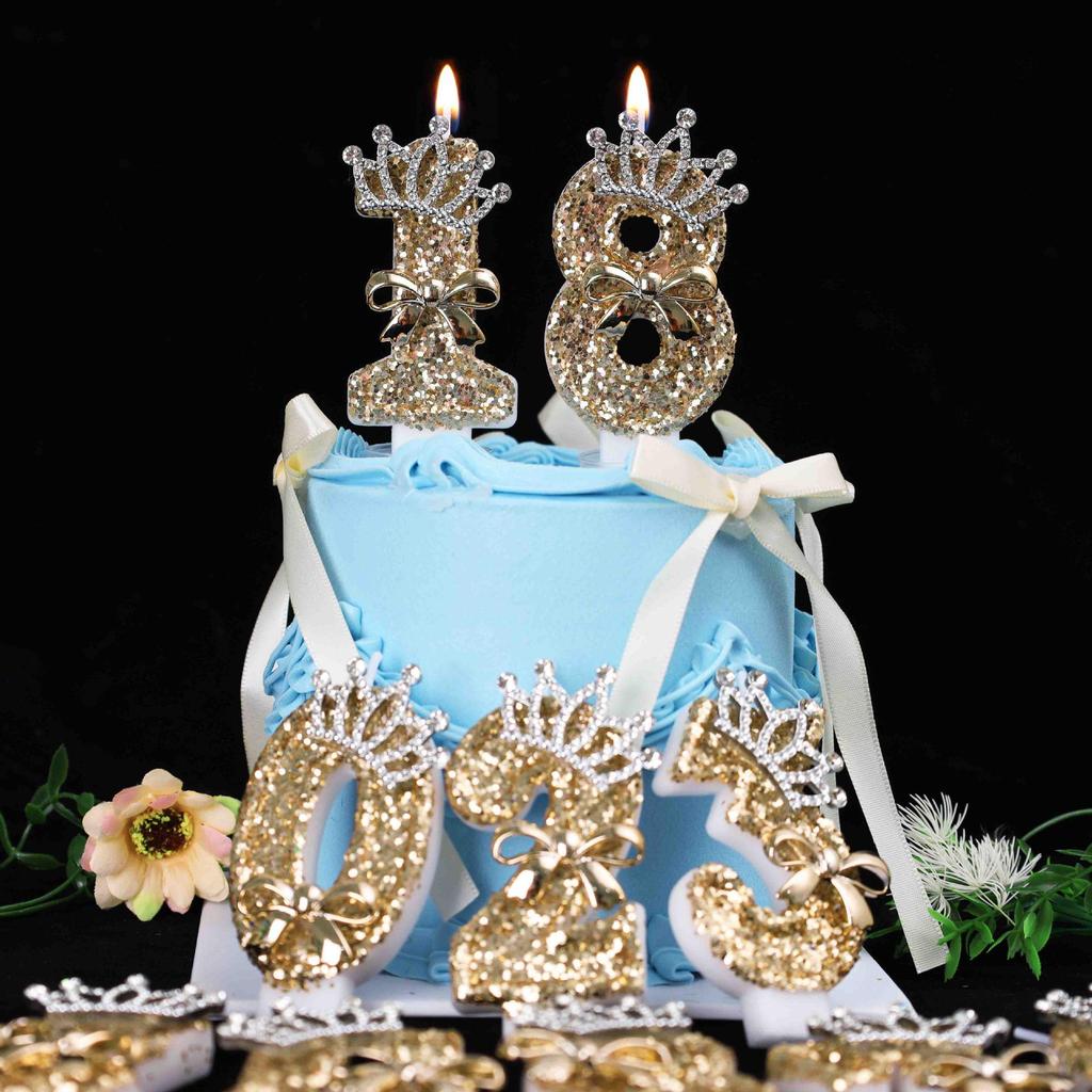 Gold Crown Birthday Number Candles - Creative Cake Party Decorations