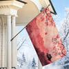 2D Flat - 2D Flat - 1pc 2D Flat, Decorative Flag, Chinese Style Red Pink Tone Landscape Pavilion Cherry Blossom Pattern Flag, Ancient Charm Artistic W