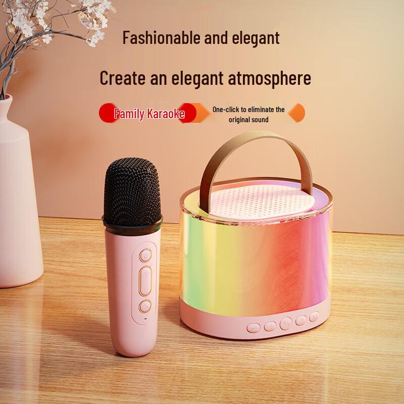 Portable Karaoke Speaker with Dual Microphones and LED Lights