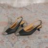 Niche design sense high heels women's metal head summer new kitten heel comfortable wear with skirt versatile sandals