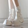 2025 Scarpe Nuove da Donna Stivaletti alla Caviglia di Lusso da Donna Punta Rotonda Stivali con Tacco Grosso Stivaletti alla Caviglia con Cerniera Scarpe con Tacco a Zeppa da Donna