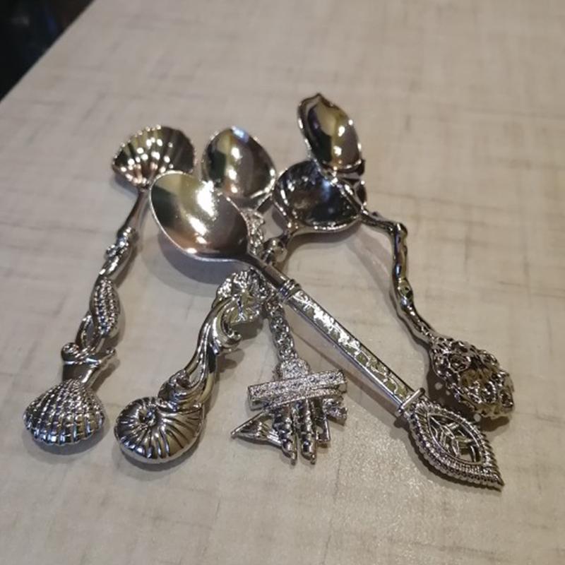 5Pcs/Set Retro Coffee Spoons Stainless Steel Spoon Gift Spoon Vintage Coffee Set