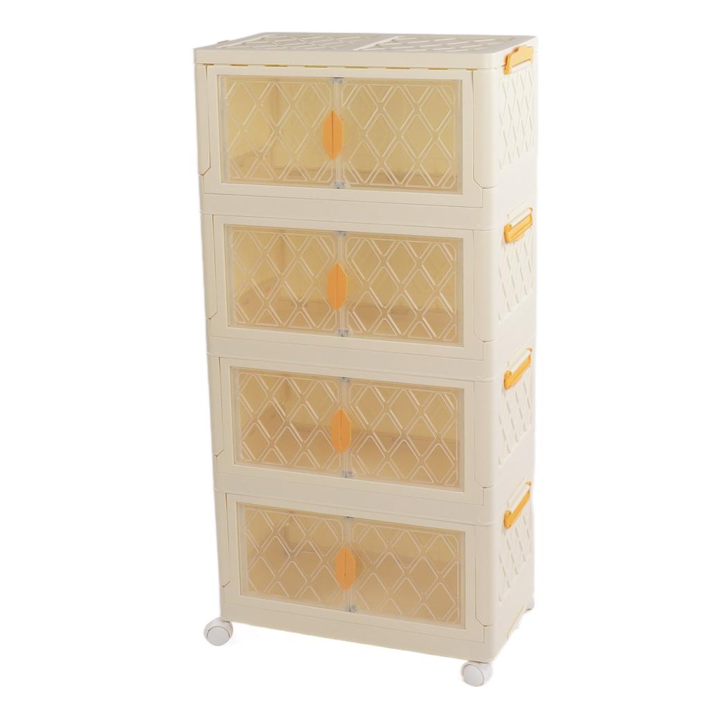 Double Opening Doors Large Storage Bins Plastic Collapsible Storage Bins Stackable Box with Lids Doors Wheels for Living Room Bedroom
