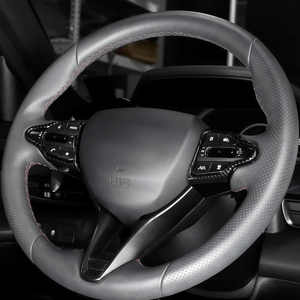 Carbon Fiber Style Steering Wheel Trim Control Button Cover Compatible with Hyundai Veloster JS N line 2019-2022 Hyundai Kona N hyundai i30 2017-2022