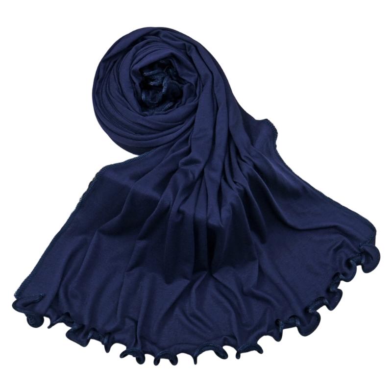 Luxurious Cotton Hijab Scarf for Women Breathable Comfortable Ruffled Trim Head Wrap Shawl Wrap for Culture Event Wear