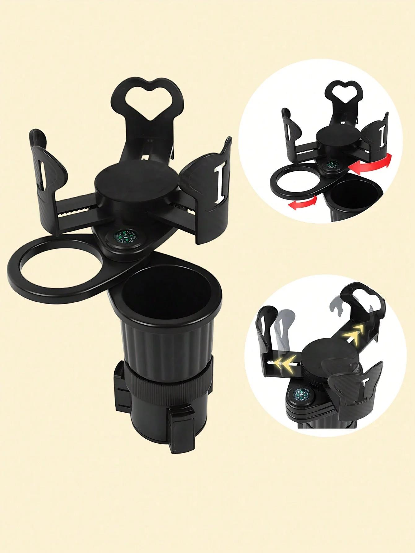 3-in-1 Expandable Rotating Car Cup Holder – Multifunctional Beverage Rack with 360° Rotating Base, Adjustable Size