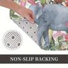 1pc Elephant Floral Jungle Plant Garden Doormat- Machine Washable, Lightweight Polyester Flannel Rectangular Mat, Suitable for B