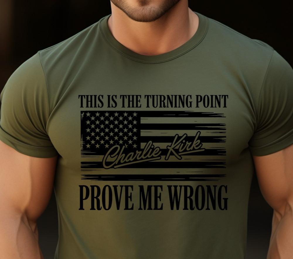 

Charlie Kirk Turning Point USA American Flag Patriotic T Shirt M