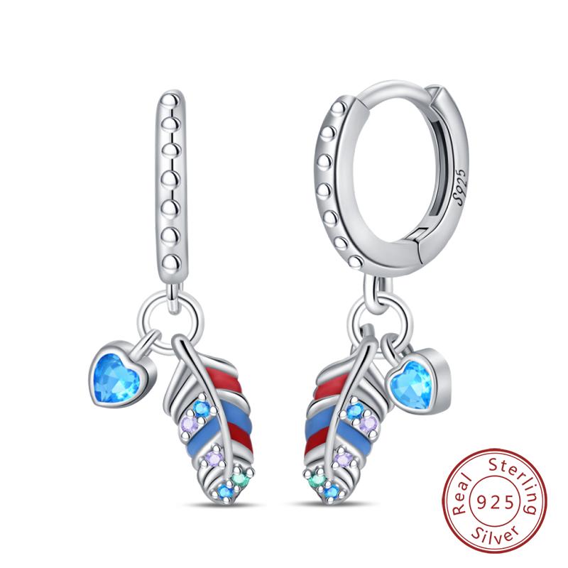 925 Silver Dream Catcher Earrings For Women Exquisite Zircon Carp Stud Fashion Jewelry Gift