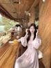 Early Autumn French Pink Long-sleeve Dress for Women, a New 2026 Waist-cinching Slimming Elegant Long Skirt for Early Autumn