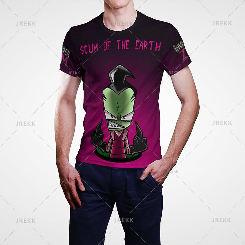 Cartoon Anime Invader Zimní tričko Pánské léto Krátký rukáv Cool Tričko s 3D potiskem Funny Dib Membrane Tops Trička