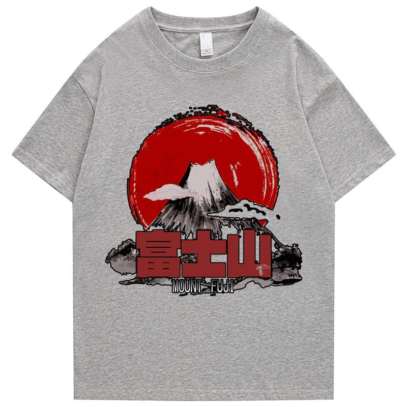 Japanese Street Tshirt Unisexs Hiphop Funny Tokyo Fuji Mountain Tshirt Summer Short Sleeve Tshirt Harajuku Cotton Tshirt