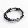 Magnetic Buckle Leather Bracelet: Men's Double Buckle Woven Accessory - Handmade Design