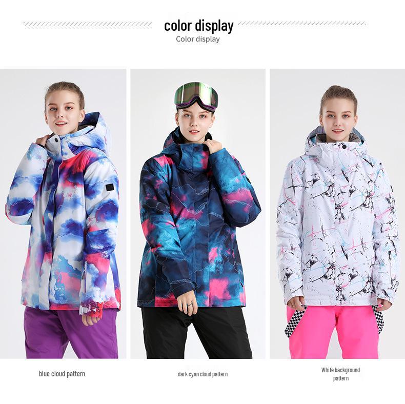 Korean Style Women's Ski Suit: Windproof, Waterproof, Breathable, Thickened Warmth, Double/Single Board, Ski Jacket