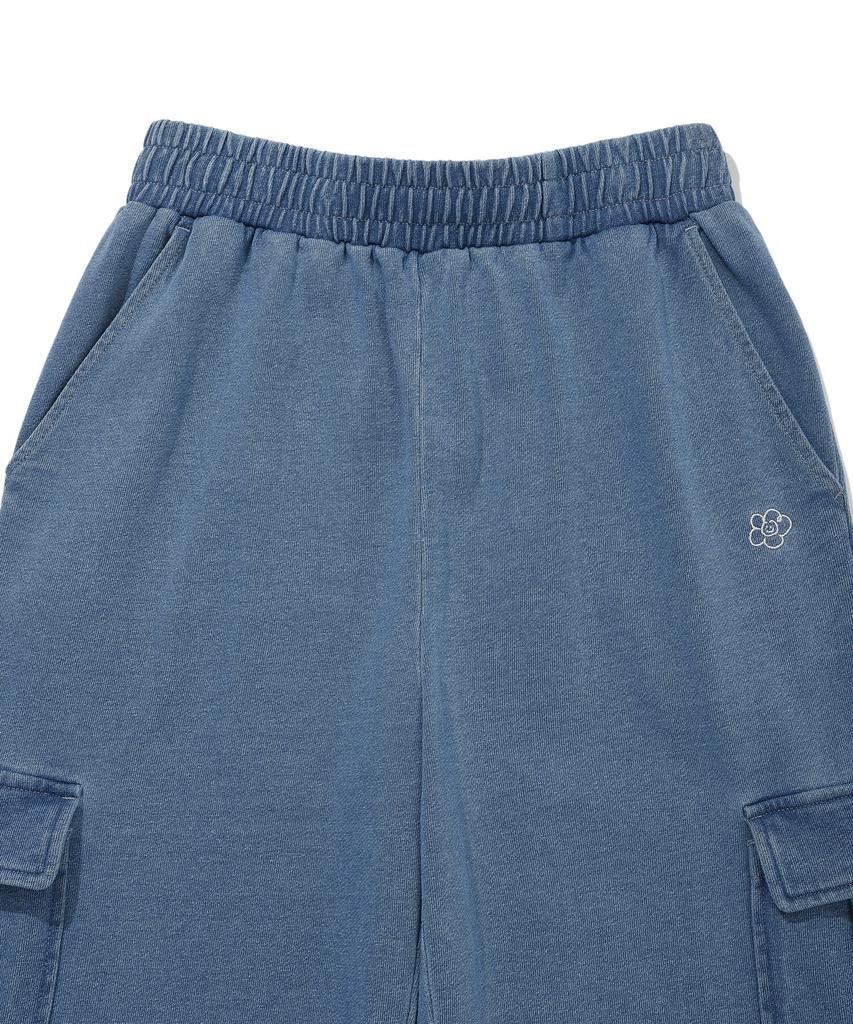 WACKY WILLY Women'S Semi-Wide Washed Cargo Pants Blue