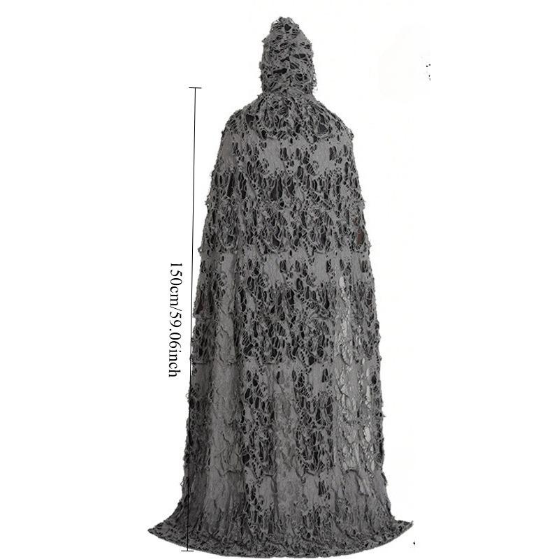 

1 шт. Унисекс Хэллоуинский плащ с капюшоном для взрослых детей, хлопковая ткань, костюм Мрачного Жнеца для вечеринки, косплей, фотореквизит 150cm серый