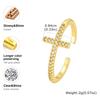 Cross Ring for Women 14k Gold Plated Sideway Cross Adjustable Open Ring Cubic Zirconia Jewelry