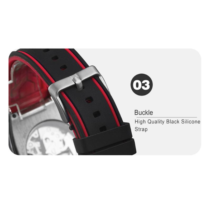 Forsining Men Fashion Motorcycle Street Hipster Hollow Mechanical Watch