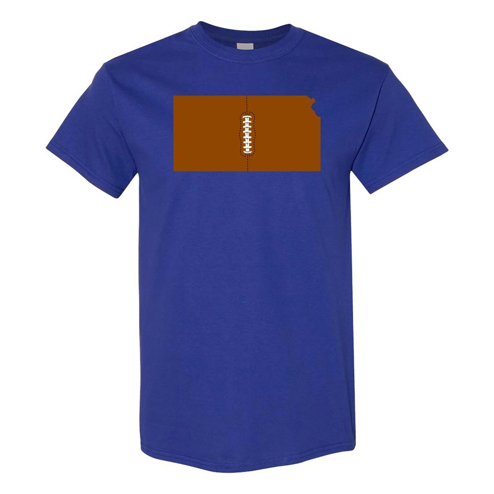 Kansas Football State Shape - Hometown Pride T Shirt - Cobalt M