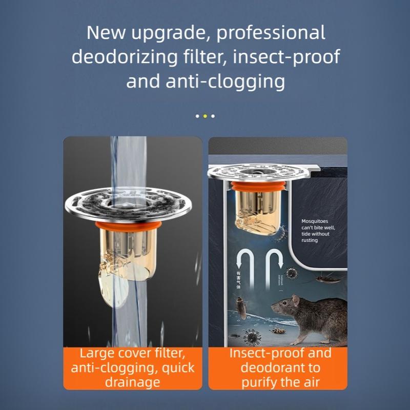 Stainless Steel Universal Floor Drain Core Odor Proof Anti Clog Filter For Bathroom Shower Kitchen Use