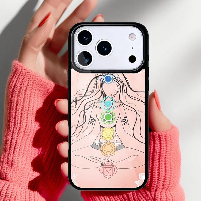 Mandala Chakra Yoga Telefonfodral för iPhone 17 16 15 14 13 Pro Max Baksidesfodral för 12 11 Pro Coque
