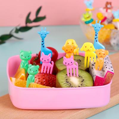 Mini letrero de granja de animales, tenedor de fruta de resina, palillo de dientes, decoración de vajilla de almuerzo Bento para niños