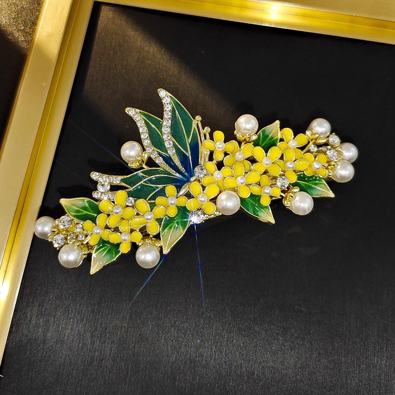Elegant Retro Butterfly Flower Hairpin with Bow - Hanfu Cheongsam Style