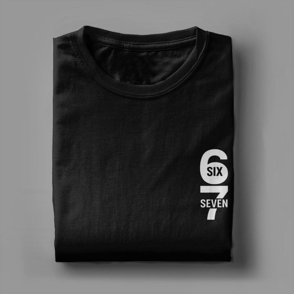 Men's T-Shirt Six Seven 6 7 Meme Vintage Pure Cotton Tee Shirt Short Sleeve Gen-Alpha Slang T Shirt O Neck Clothes Plus Size