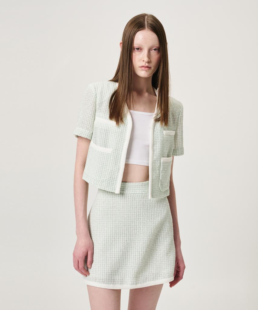 ETMON Summer Tweed Mini Skirt, Mint