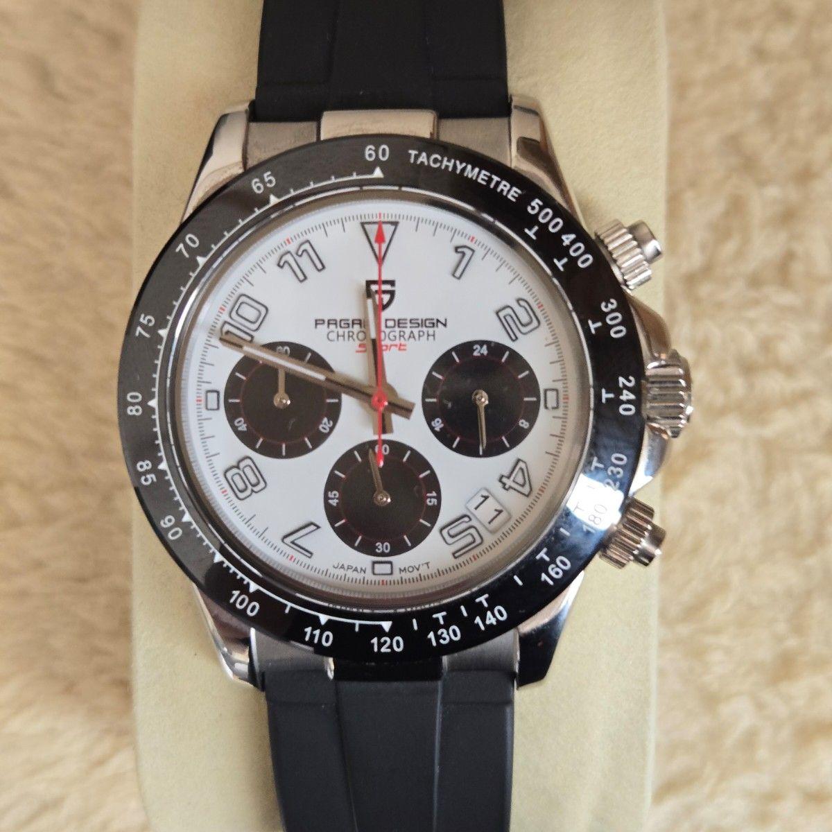 Used Good Condition Pagani Design Homage Watch White SEIKO VK63 Mecha Quartz Chronograph Rubber Belt Men s Watch