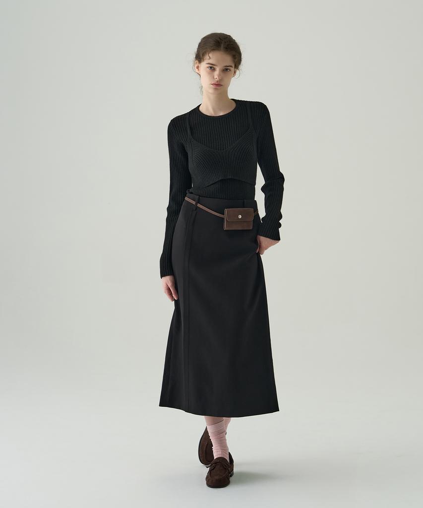 Deuloupisumeon Knotted Layered Bustier Knit [Brown]