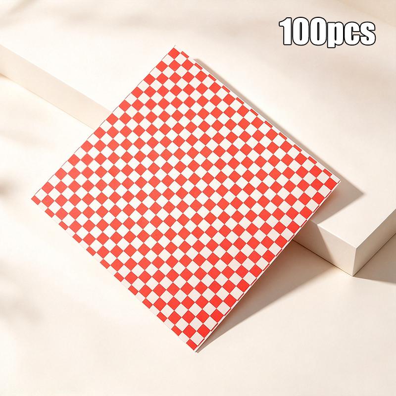 100Pcs Disposable Hamburger Paper Cake Wrapping Paper Oil-Resistant Coated Food Wax Paper Sandwich Wrapping Papers