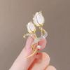 Luxury Golden Tulip Brooch for Women's Suit Sweater Flower Lapel Pin Exquisite Rhinestone Jewelry Accessories